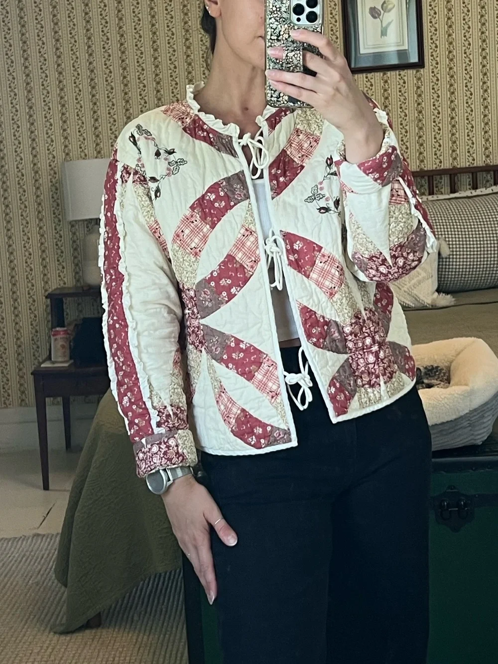 Free People Unbranded Quilted Tie Front Jacket